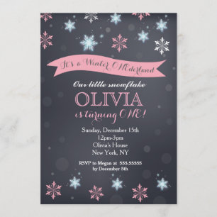 Invitaciones al cumpleaños del Snowflake de Oneder