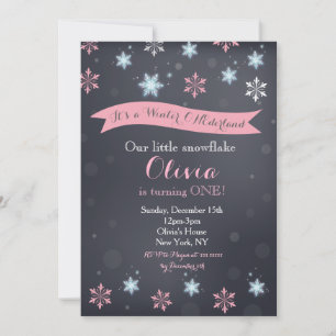 Invitaciones al cumpleaños del Snowflake Winter Wo