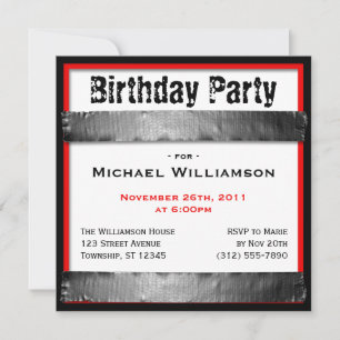 Invitaciones al cumpleaños rojo de los hombres en 