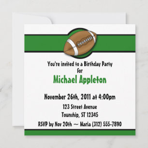 Invitaciones al cumpleaños verde del fútbol