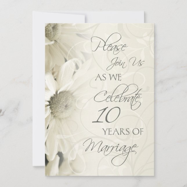 Invitaciones al décimo aniversario de Boda de Flor (Anverso)