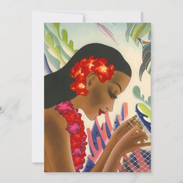 Invitaciones al Fiesta Tiki de Luau, la dueña trop (Anverso)