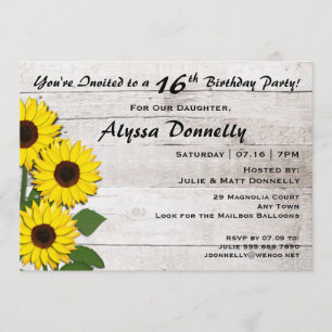 Invitaciones al girasol de la fiesta de cumpleaños