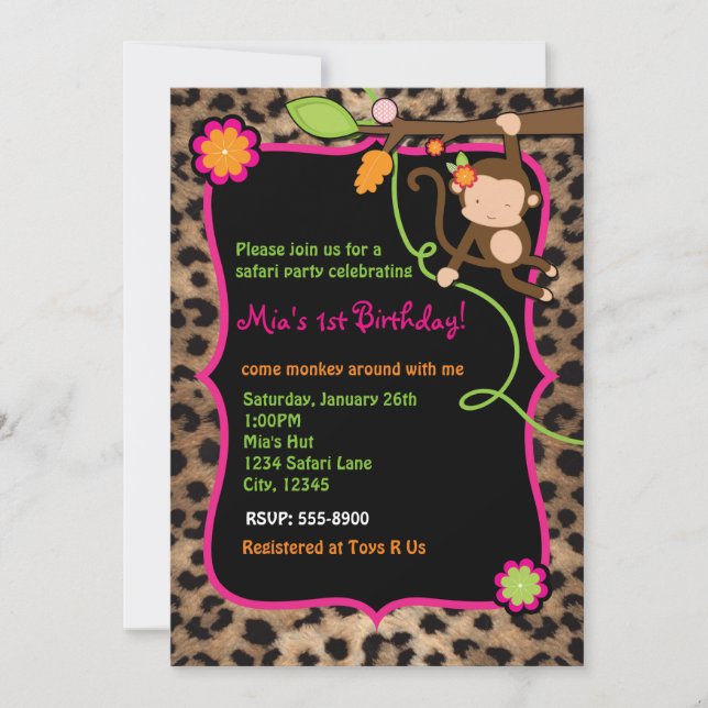 Invitaciones al leopardo de la selva de la Moda de (Anverso)