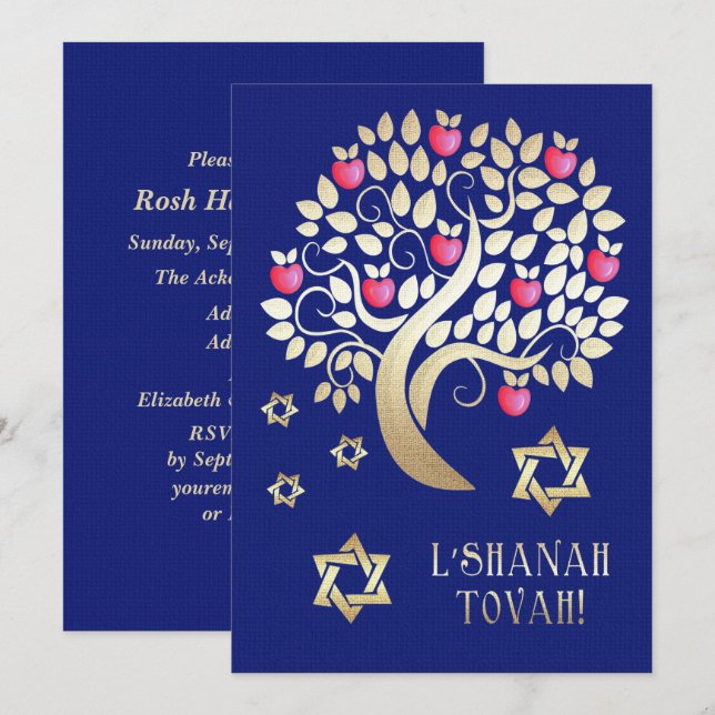 Invitaciones al partido de celebración Rosh Hashan (Anverso / Reverso)