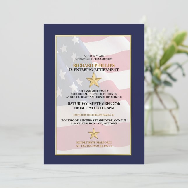 Invitaciones al Partido de Jubilación Militar Gold (Anverso de pie)