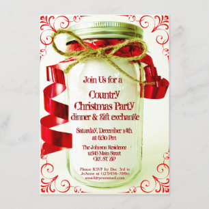 Invitaciones al partido Navidades Mason Jar