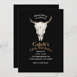 Invitaciones al partido ruso Boho Bohemian Cow Bul