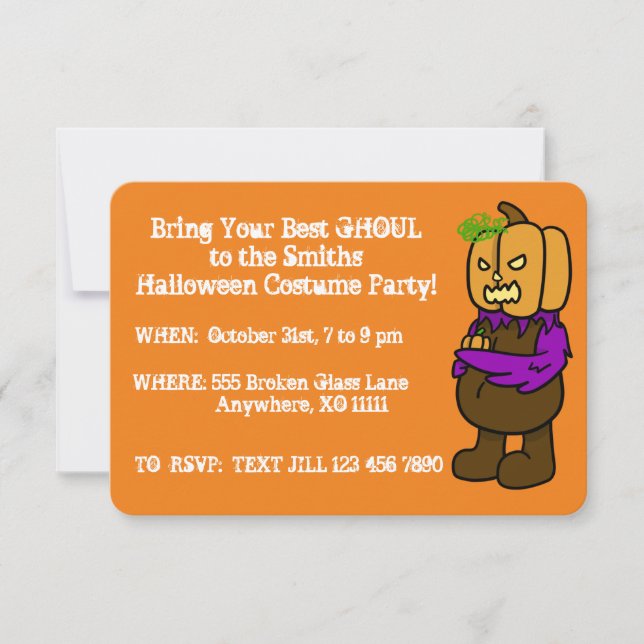 Invitaciones al Personalizable de Fiesta de disfra (Anverso)