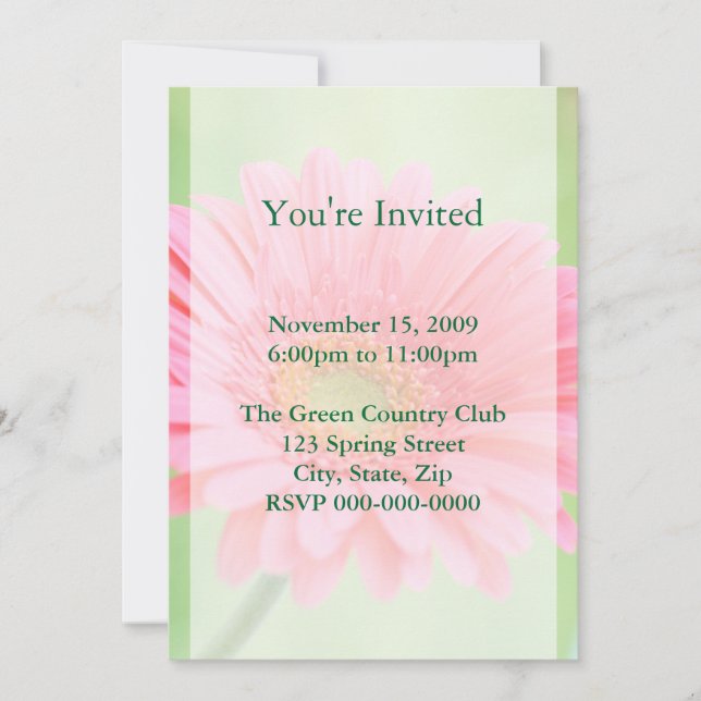 Invitaciones al Personalizable Gérber Daisy Rosa (Anverso)