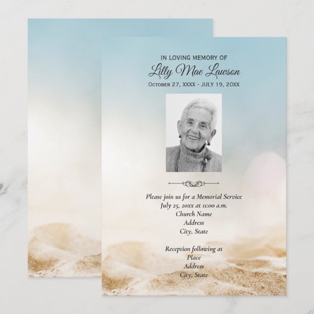 Invitaciones al servicio de conmemoración de funer (Anverso / Reverso)