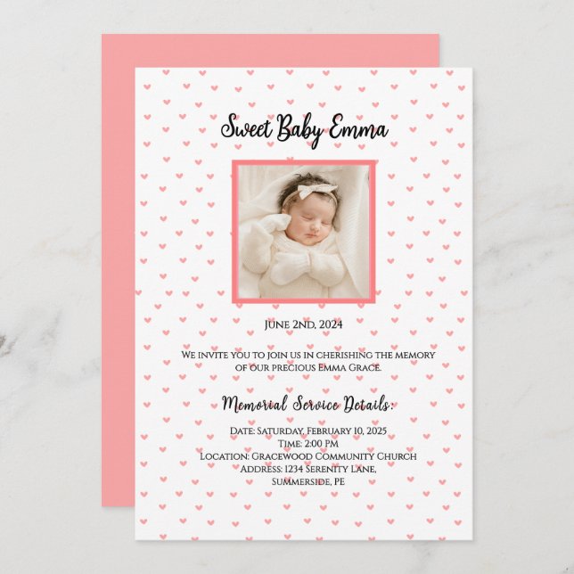 Invitaciones al Servicio Memorial Personalizado pa (Anverso / Reverso)