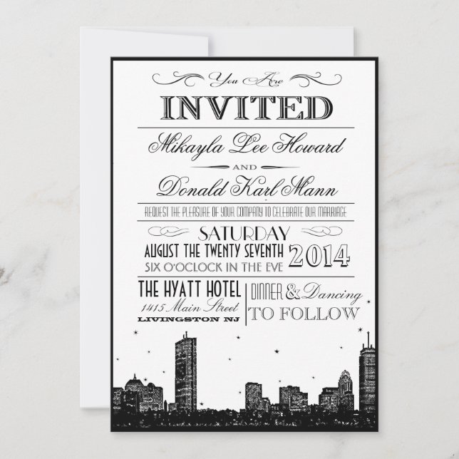 Invitaciones al Skyline de Boston (Anverso)