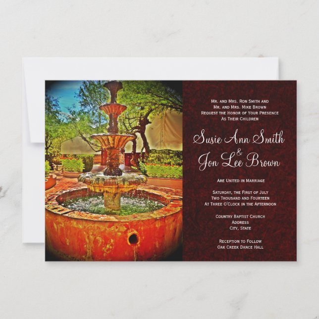 Invitaciones al sudoeste de la boda de la fuente (Anverso)
