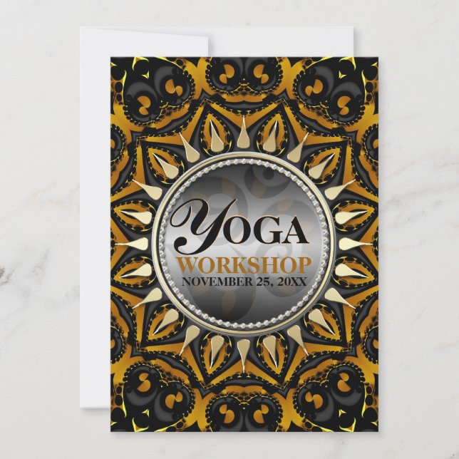 Invitaciones al Taller de Yoga Tribal Black Gold S (Anverso)