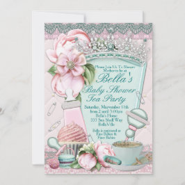 Invitaciones al té de Baby Shower de Bling Peony