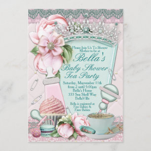 Invitaciones al té de Baby Shower de Bling Peony