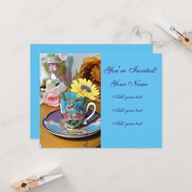 Invitaciones al té por tiempo-floral (Anverso/Reverso In Situ)