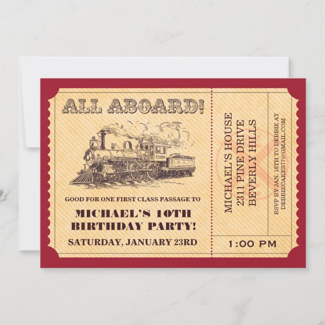 Invitaciones al Ticket de tren (Anverso)