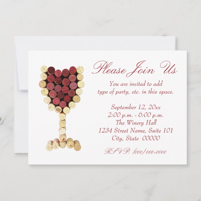 Invitaciones al vidrio de vino de corcho (Anverso)