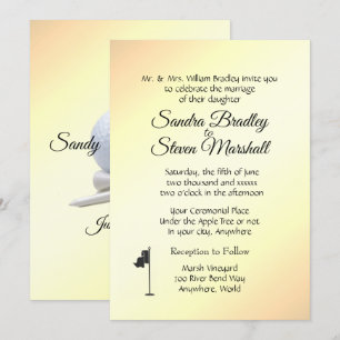 Invitaciones amarillas al tema del Boda de golf