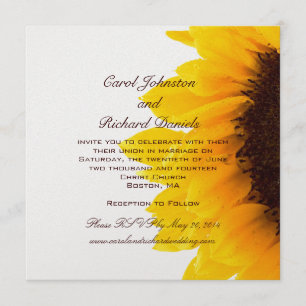 Invitaciones amarillas de la boda del girasol
