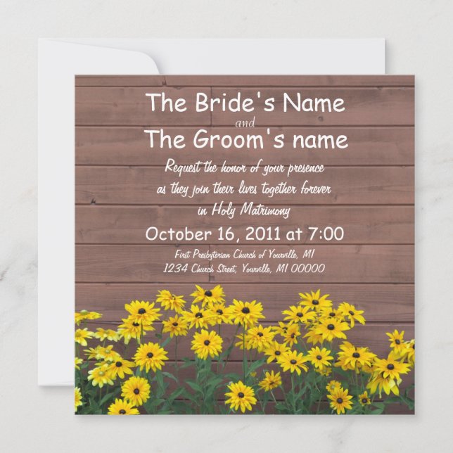 invitaciones amarillas del boda de la margarita (Anverso)