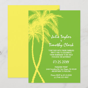 Invitaciones amarillas y verdes de la boda