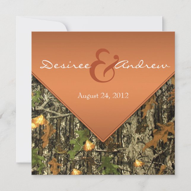 Invitaciones anaranjadas de la boda de Camo (Anverso)