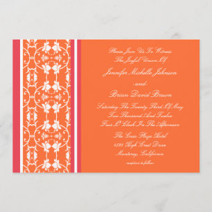 Invitaciones anaranjadas de la boda de la