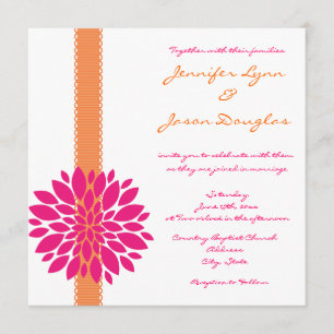 Invitaciones anaranjadas de la boda de la flor del