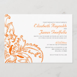 Invitaciones anaranjadas de la boda del Flourish