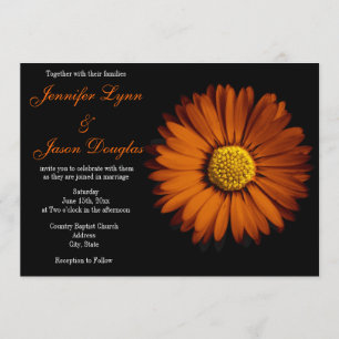 Invitaciones anaranjadas de la boda del negro de