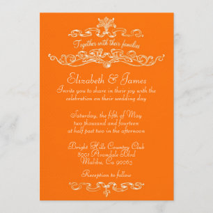 Invitaciones anaranjadas de lujo simples de la