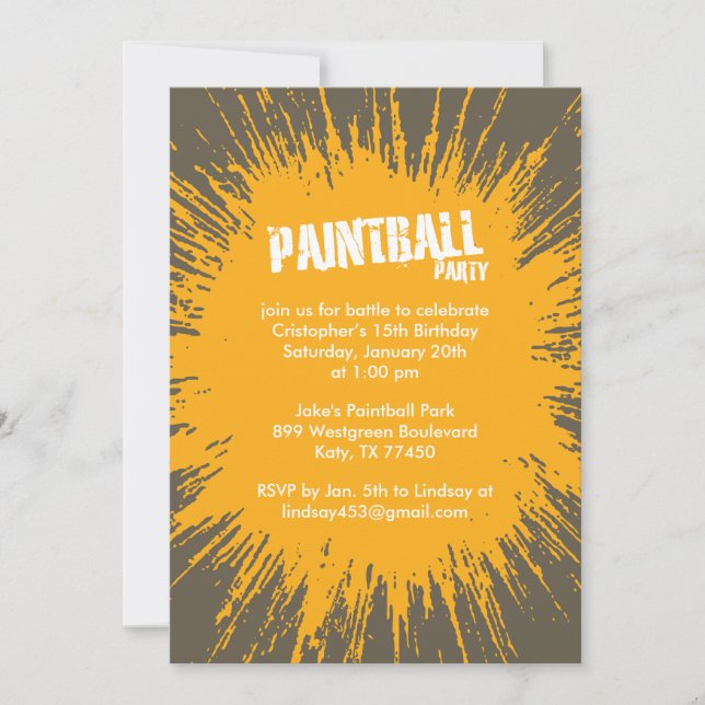 Invitaciones anaranjadas del fiesta de la (Anverso)