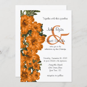 Invitaciones anaranjadas hermosas de la boda de la