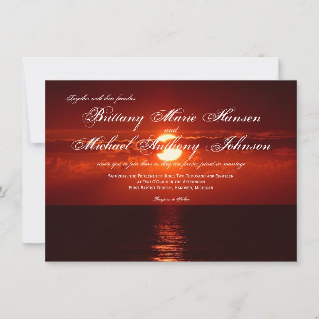 Invitaciones anaranjadas rojas hermosas de la boda (Anverso)