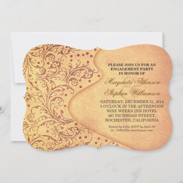 invitaciones antiguas de la fiesta de compromiso v (Anverso)