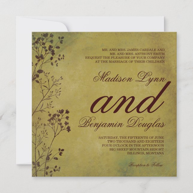 Invitaciones apenadas rústicas de la boda del (Anverso)