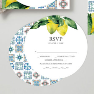 Invitaciones apilables de tarjetas RSVP de limón r