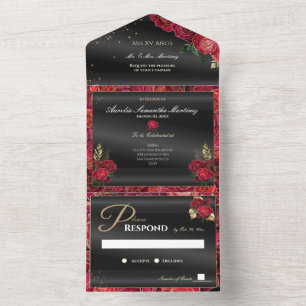 Invitaciones asequibles de la quinceañera negra y