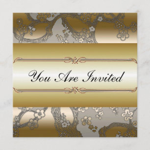 Invitaciones asiáticas a la Fiesta Floral Gold y S