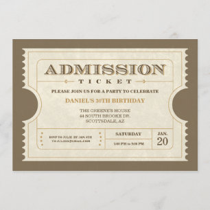 Invitaciones auténticas del boleto de la admisión