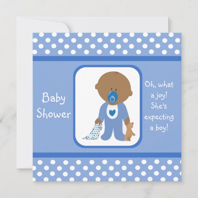 Invitaciones azules de Baby Shower del (Anverso)