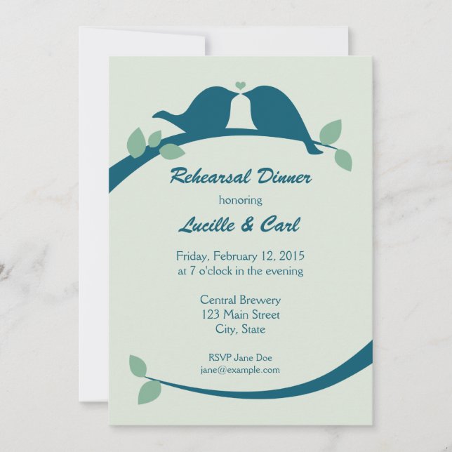 Invitaciones azules de la cena del ensayo de los (Anverso)