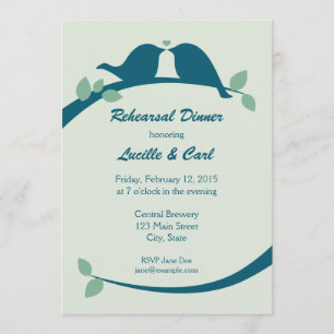 Invitaciones azules de la cena del ensayo de los