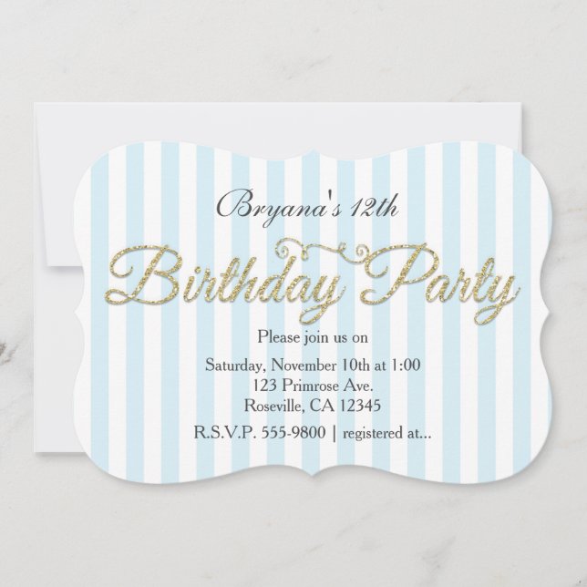Invitaciones azules de la fiesta de cumpleaños del (Anverso)