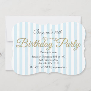 Invitaciones azules de la fiesta de cumpleaños del