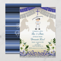 Invitaciones azules de la Marina Mexicana Tres Ano