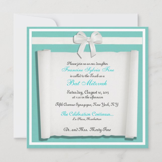 Invitaciones azules de Mitzvah del palo del huevo (Anverso)